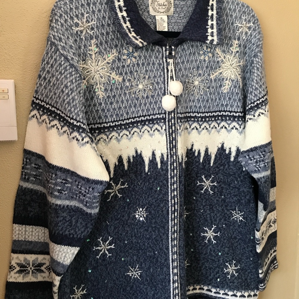 Winter theme snow sweater 1X Stitches in Time